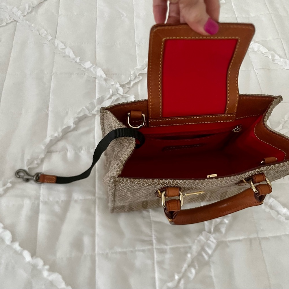 Python Snake Print Leather W/ Brown Leather Trim … - image 6